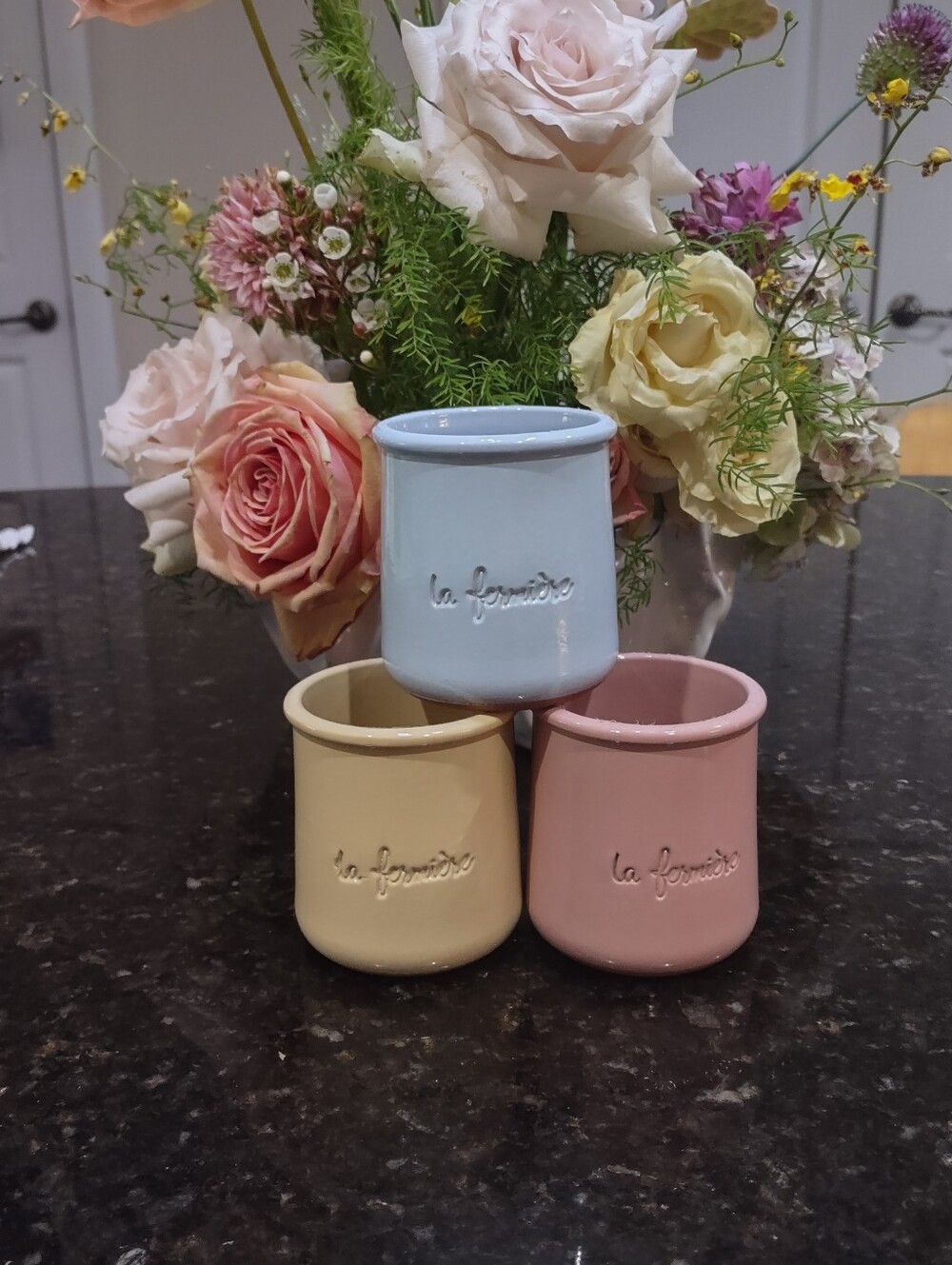 La Fermiere Summer Pastel Yogurt Pots Set of 3
